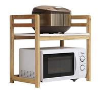 VBNCUUIOPO Estante de cocina de madera maciza, estante para horno microondas, estante de almacenamiento multifunción para el hogar, estante de espacio (color: marrón, tamaño: 56 37 31 cm)