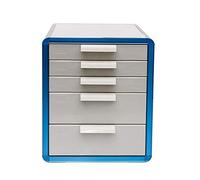 VBNCUUIOPO Gabinete archivador con 5 cajones de escritorio, organizador de escritorio, suministros de oficina (color: azul, tamaño: 28,6 x 34,6 x 33,8 cm)