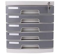 VBNCUUIOPO Librería de plástico gris con 5 compartimentos con cerradura, archivador de documentos, gestión de datos