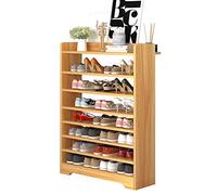 VBNCUUIOPO Zapatero zapatero organizador de zapatos, estante de almacenamiento, torres de 8 niveles, capacidad para 24 pares de ahorro de espacio, fácil de montar (color: nogal claro, tamaño: 75 24