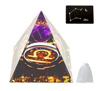 VBNZBK Amatista Pirámide Gema, Cristal Curativo Pirámide, 12 Constelaciones, Meditación Cristal Pirámide, con 1 Tarjeta y 1 Bolsa de Regalo de Malla, Cristales Espirituales Decoración Regalos(Libra)