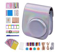 VBPBHFFNMW Bolsa de Bolsa de cámara instantánea portátil PU Cinturón de Cuero Correa de Hombro Ajuste for Fujifilm Ajuste for Fuji Mini 11 Bolso de la cámara(Silver Set)