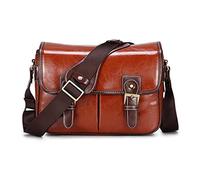 VBPBHFFNMW Foto cámara Moda Moda Retro PU Caja de Cuero Handbag A Prueba de Agua Hombro Mensajero SLR Bolsa Fit for Canon Fit for Nikon Fit for Sony Bolso de la cámara(Reddish Brown L)