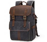 VBPBHFFNMW Retro Batik Impermeable Lona cámara de Gran Capacidad Video Mochila Viajar Casual Hombre DSLR FOTOGH FOTURES Hombres Bolso Caso Tripod Bolso de la cámara(Dark Grey)