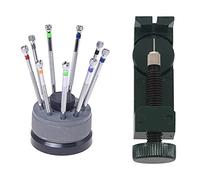VBPCEFZTLK 9 PCS Mesa de reparación de mesa de reparación Set de destornillador y 1 PCS Metal Enlace Metal Pin Removedor Ajustador Reloj Pulsera Pulsera Partes de correa kit de herramientas de reparac