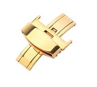 VBPCEFZTLK Ajuste for Tissot Ajuste for Armani 316L Metal Acero inoxidable Doble prensa Mariposa Hebilla 14 16 18 20 22 24mm Hebilla de reloj universal de alto grado Hebilla de mesa(16mm Gold)