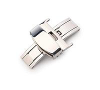 VBPCEFZTLK Ajuste for Tissot Ajuste for Armani 316L Metal Acero inoxidable Doble prensa Mariposa Hebilla 14 16 18 20 22 24mm Hebilla de reloj universal de alto grado Hebilla de mesa(22mm Silver)