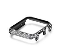 VBPCEFZTLK Caja de diamante de metal compatible con reloj Apple 654SE 44 mm 40 mm Funda protectora con diamantes de cristal compatible con IWatch 3 42 mm 38 mm Carcasa de acero inoxidable Caja del