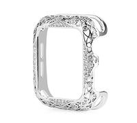 VBPCEFZTLK Funda de cobre brillante para mujer compatible con Apple Watch de 44/40 mm, 42/38 mm, carcasa de metal tallado compatible con iWatch Series SE/6/5/4/3/2 (plata, 40 mm)