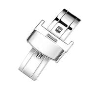 VBPCEFZTLK Hebilla de despliegue de mariposa de 18 mm Botón de correa de acero inoxidable de doble clic automático Cierre de acero inoxidable de 20 mm Cierre plegable Hebilla de mesa(Silver 12mm)