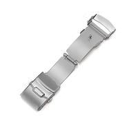 VBPCEFZTLK Hebilla for Seiko, hebillas de reloj de acero inoxidable, botón de presión, cierre de despliegue, cierre de correa de botón plegable, 16/18/20/22/24/26mm Hebilla de mesa(Silver-withlogo-20m