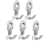 VBPCEFZTLK Mini perchero de acero inoxidable en forma de J for un solo gancho for baño y cocina, incluye tornillos, 5/10/20 unidades. Ganchos para el hogar(Silver 5pcs)