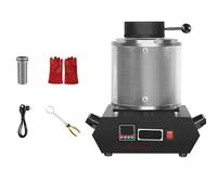 VBRSABDA Kit de horno de fusión eléctrico dorado mejorado de 3 kg, pantalla digital de 1500 W, herramienta de fundición de metal con crisol de grafito para chatarra derretida, plata, oro, cobre