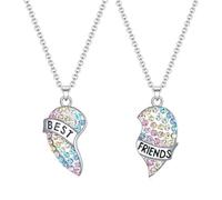 VBSJAH BFF Collares para, 2 Piezas Best Friends Cadena con Colgante De Medio Corazón Collar De Amistad con Empalme Juego De 2 Joyería Siempre Amigos Regalos para Mujeres y Niñas