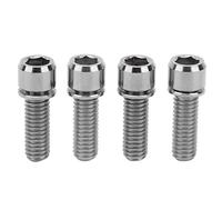 VBXCMLDPO 4Pcs M6x18 Titanium Alloy Road Bike Stem Screw, High Strength Bicycle Stem Bolt with Washer, Lightweight Mountain Bike Seat Tube Clamp Fixing Screw, Corrosion Resistant for Road an (Plata)