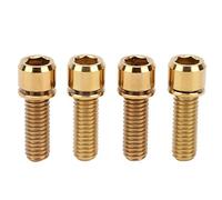 VBXCMLDPO 4Pcs M6x18 Titanium Alloy Road Bike Stem Screw, High Strength Bicycle Stem Bolt with Washer, Lightweight Mountain Bike Seat Tube Clamp Fixing Screw, Corrosion Resistant for Road an (Oro)