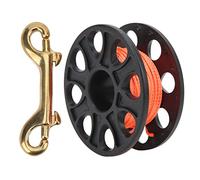 VBXCMLDPO Diving Spool Plastic Finger Reel, Scuba Diving Reel with Copper Double Ended P Type Snap Clip, 59.0ft Fluorescent Orange Line for Cave Dive Fishing Technical Diving, Lightweight an (Negra)