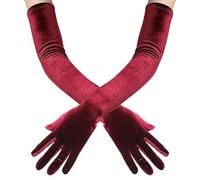Vbxvsa Guantes largos de terciopelo para mujer, guantes largos de terciopelo para mujer, estilo años 20, clásicos, fiestas, accesorios de disfraz para adultos, granate, Durchschnittsgröße