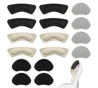 Vbxvsa Juego de 8 pares de almohadillas para el talón, concha y media luna para zapatos contra resbalones y burbujas, negro, gris y beige, de espuma, adecuado para zapatos demasiado grandes y zapatos