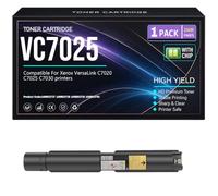 VC7025 Negro Cian Amarillo Magenta Cartuchos tóner 106R03737 106R03738 | 106R03739 106R03740 Para Xerox VersaLink C7020 C7025 C7030 Impresoras chip Trabajo alto rendimiento,Black-VC7025