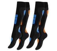 VCA - 2 pares de calcetines funcionales de esquí para mujer, calcetines de esquí con acolchado especial, Otoño-Invierno, Mujer, color azul/naranja, tamaño 39-42