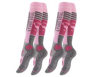 VCA - 2 pares de calcetines funcionales de esquí para mujer, calcetines de esquí con acolchado especial, Otoño-Invierno, Mujer, color Rosa oscuro/gris., tamaño 35-38