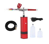 VCBGDJI Mini Kit de aerógrafo Copa Reemplazable Negro Rojo Pistola Rociador Rojo for Pintura Peluquería Maquillaje Decoración De Alimentos Tatoo Clavo(E)