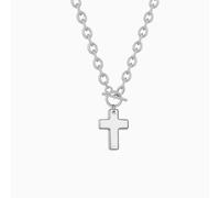 VCCKNB JEWELRY Collar de cadena para mujer, chapado en oro blanco de 18 quilates, con eslabones cubanos gruesos y luna de corazón, joyería hipoalergénica. (B-Collar de cadena cruzada)