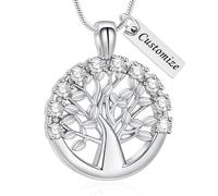 VCCWYQK Árbol de la vida urna colgante de acero inoxidable joyas de luto recuerdo para mujeres, madres y esposas para guardar cenizas, Acero inoxidable, Sin piedras preciosas