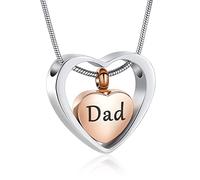 VCCWYQK Collar con Colgante de Corazón en Memoria de Cremación, Collar de Urna de Asche Joyería, Collares de Urna para Asche para Mujeres y Hombres, Acero inoxidable, No es una piedra preciosa