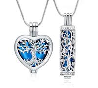 VCCWYQK Collar con urna del árbol de la vida para cenizas de cremación, joyería con frascos huecos en forma de cilindro, medallones conmemorativos para mantener las cenizas, para mujeres, hombres y