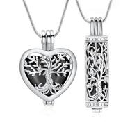VCCWYQK Collar con urna del árbol de la vida para cenizas, joyería de cremación con frascos huecos en forma de cilindro, medallones conmemorativos para portar cenizas para mujeres, hombres y mascotas