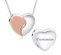 VCCWYQK Collar con urna en forma de corazón para cenizas para mujeres y hombres, joyería conmemorativa, medallón, colgante, recuerdo conmemorativo, regalo para portar cenizas humanas, Acero inoxidable