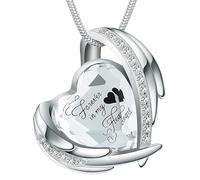 VCCWYQK Collar de corazón de cristal para cenizas, urna con urna de recuerdo, joyería de cremación de cenizas conmemorativas, Zinc, No es una piedra preciosa
