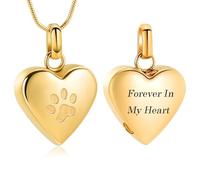 VCCWYQK Collar de urna con estampado de huellas de corazón para cenizas para mascotas, acero inoxidable, joyería de cremación, colgante conmemorativo para perro, gato, ceniza, Acero inoxidable, No es
