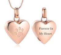 VCCWYQK Collar de urna con estampado de huellas de corazón para cenizas para mascotas, acero inoxidable, joyería de cremación, colgante conmemorativo para perro, gato, ceniza, Acero inoxidable, No es