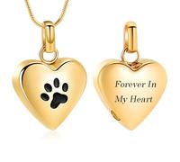 VCCWYQK Collar de urna con estampado de huellas de corazón para cenizas para mascotas, acero inoxidable, joyería de cremación, colgante conmemorativo para perro, gato, ceniza, Acero inoxidable, No es