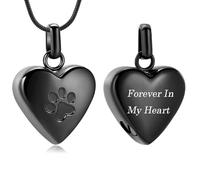 VCCWYQK Collar de urna con estampado de huellas de corazón para cenizas para mascotas, acero inoxidable, joyería de cremación, colgante conmemorativo para perro, gato, ceniza, Acero inoxidable, No es