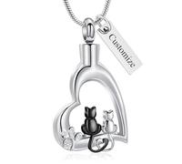 VCCWYQK Collar de urna con forma de corazón de acero inoxidable con huella de huella de perro para recordar las cenizas de los gatos y sus mascotas, una joya que recoge las cenizas de personas y