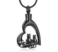 VCCWYQK Collar de urna con forma de corazón de acero inoxidable con huella de huella de perro para recordar las cenizas de los gatos y sus mascotas, una joya que recoge las cenizas de personas y