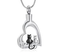 VCCWYQK Collar de urna con forma de corazón de acero inoxidable con huella de huella de perro para recordar las cenizas de los gatos y sus mascotas, una joya que recoge las cenizas de personas y