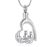 VCCWYQK Collar de urna con forma de corazón de acero inoxidable con huella de huella de perro para recordar las cenizas de los gatos y sus mascotas, una joya que recoge las cenizas de personas y