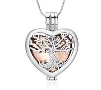 VCCWYQK Collar de urna de árbol de la vida para cenizas con vial de vidrio hueco, cilindro de cremación, joyería de recuerdo, medallón conmemorativo para mujeres y hombres, soporte para cenizas de