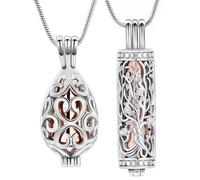 VCCWYQK Collar de urna de árbol de la Vida para Cenizas de cremación con Botella Hueca, Cilindro Keepsake Memorial Lockets Ceniza Titular para Mujeres Hombres Mascotas