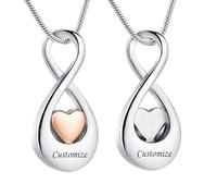 VCCWYQK Collar de urna de corazón infinito para cenizas para mujeres, joyería de cremación de acero inoxidable, regalo para sostenedor de cenizas humanas