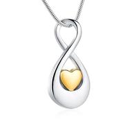 VCCWYQK Collar de urna de corazón infinito para cenizas para mujeres, joyería de cremación de acero inoxidable, regalo para sostenedor de cenizas humanas, talla única, Acero inoxidable, No es una