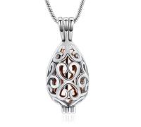 VCCWYQK Collar de urna de tarro hueco para cenizas Forever in my heart con colgante de medallón conmemorativo, joyería de cremación para mujeres y hombres, Acero inoxidable