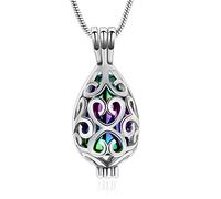 VCCWYQK Collar de urna de tarro hueco para cenizas Forever in my heart con colgante de medallón conmemorativo, joyería de cremación para mujeres y hombres, Acero inoxidable