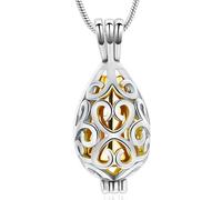 VCCWYQK Collar de urna de tarro hueco para cenizas Forever in my heart con colgante de medallón conmemorativo, joyería de cremación para mujeres y hombres, Acero inoxidable