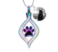 VCCWYQK Collar de urna para cenizas El ojo de mi corazón urna Keepsake con perro/gato pata conmemorativa urna joyería de acero inoxidable regalo conmemorativo para mascotas humanas, One size, Acero